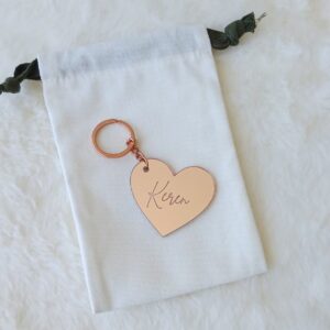 rose gold heart shaped keyring