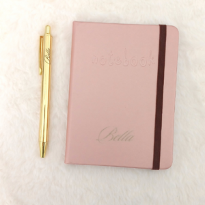 Personalized engraved A6 notebook and pen set